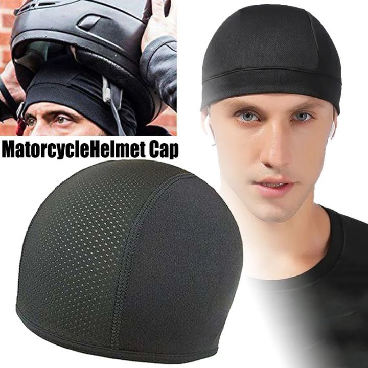Quick Dry Cycling Caps Black Sports Running Motorcycle Helmet Inner Liner Beanie  Caps Moisture Wicking Cooling Outdoor Sport Hat